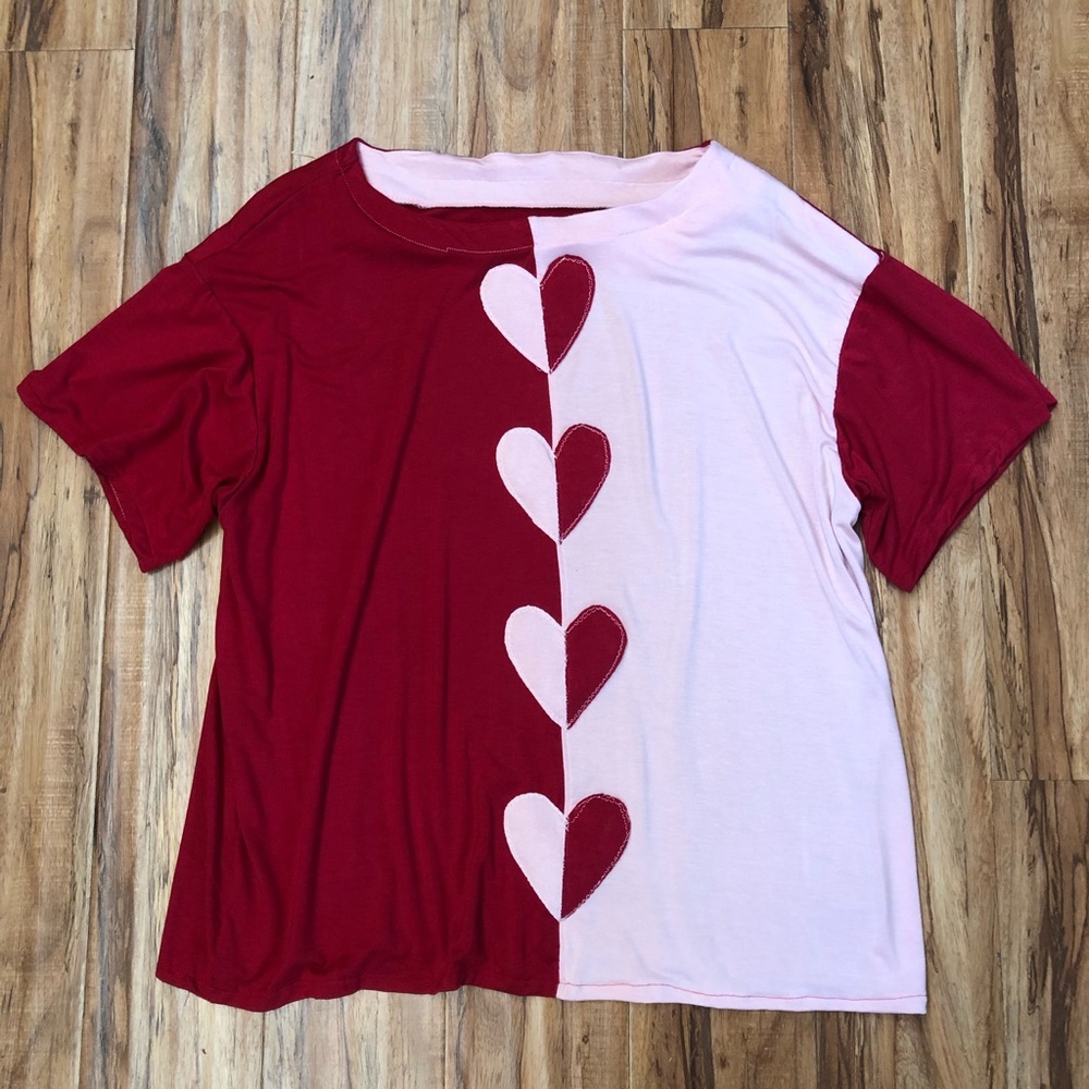 Oversized Heart Harlequin Print Tee